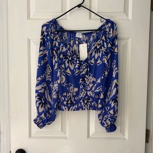 Sienna Sky Blue and Cream Floral Blouse